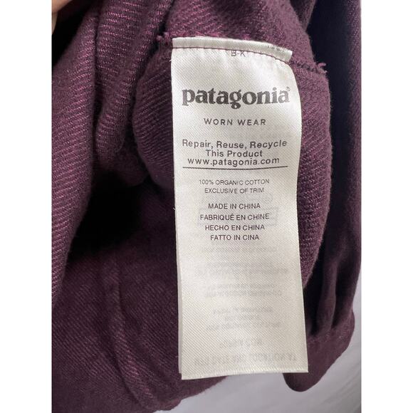 Patagonia Button Front Shirt Maroon Organic Cotton Twill Long Sleeve Workwear L - Picture 8 of 12